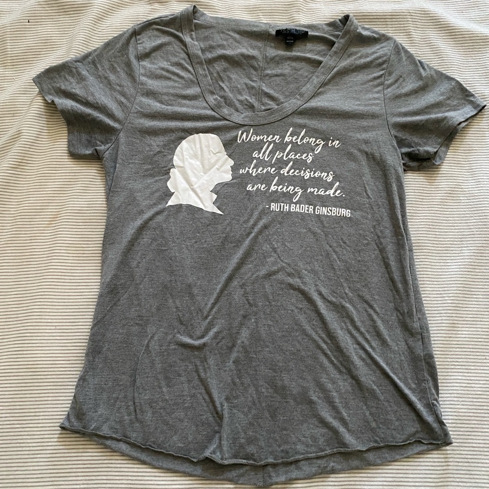 gray t-shirt size 6, feminism quote